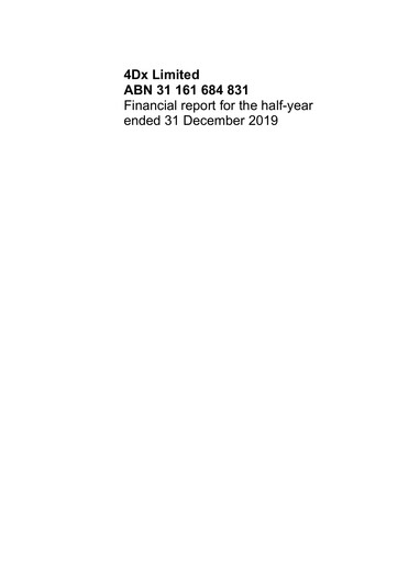 Miniature 4DMedical Limited Rapport semestriel 2019-h2