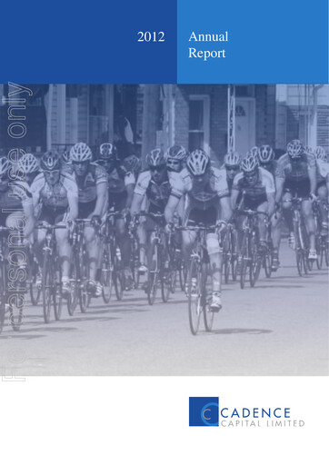 Miniature Cadence Capital Limited Rapport annuel 2012
