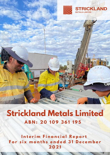 Thumbnail Strickland Metals Limited Half-year Report 2021-h1