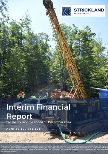 Thumbnail Strickland Metals Limited Half-year Report 2024-h1