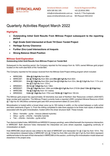 Thumbnail Strickland Metals Limited Quarterly Report 2022-q3
