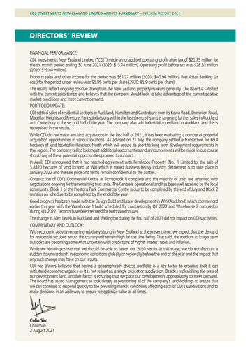 Vorschaubild CDL Investments New Zealand Limited Halbjahresbericht 2021-h1