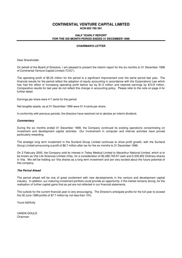 Thumbnail CVC Limited Financial Report 2000-h1