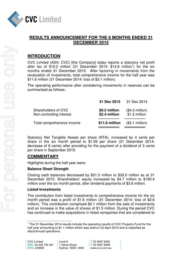 Thumbnail CVC Limited Financial Report 2016-h1