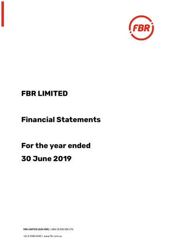 Thumbnail FBR Limited Financial Statement 2019