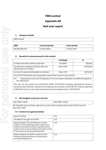 Thumbnail FBR Limited Half-year Report 2020-h2