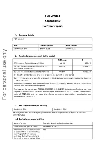Thumbnail FBR Limited Half-year Report 2023-h2