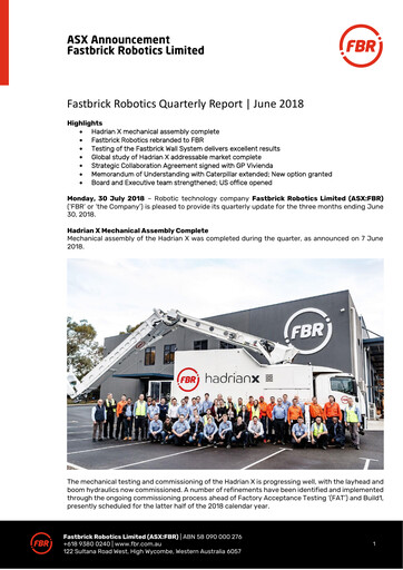 Thumbnail FBR Limited Quarterly Report 2018-q2