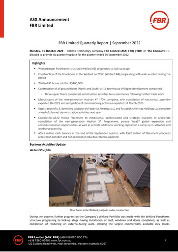 Thumbnail FBR Limited Quarterly Report 2022-q3