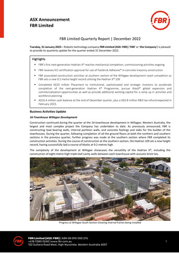 Thumbnail FBR Limited Quarterly Report 2022-q4