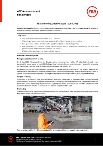 Thumbnail FBR Limited Quarterly Report 2023-q2