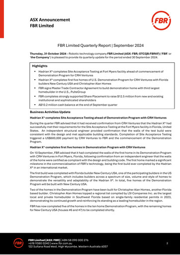 Thumbnail FBR Limited Quarterly Report 2024-q3