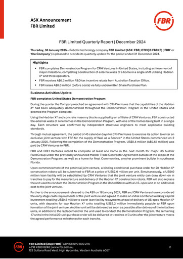 Thumbnail FBR Limited Quarterly Report 2024-q4