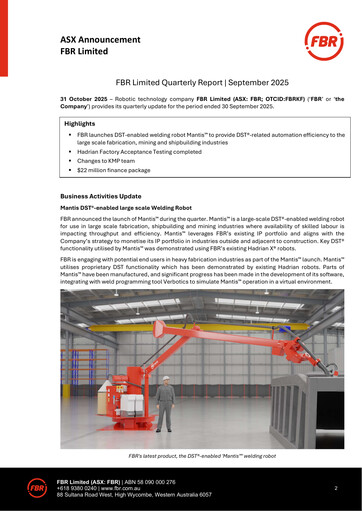 Thumbnail FBR Limited Quarterly Report 2025-q3