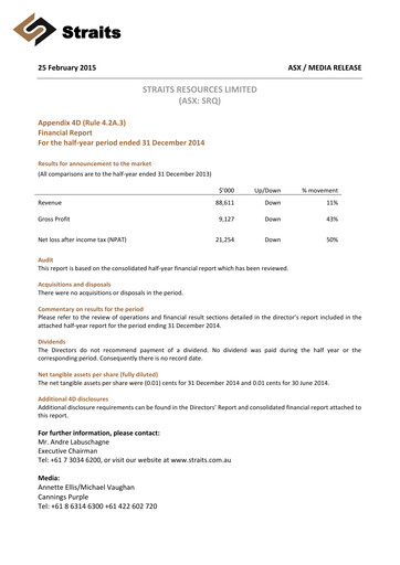 Thumbnail Aeris Resources Financial Report 2015-h1