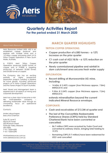 Thumbnail Aeris Resources Quarterly Report 2020-q3