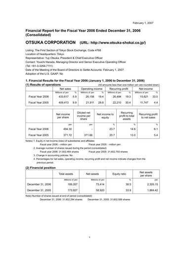 Thumbnail Otsuka Financial Report 2006