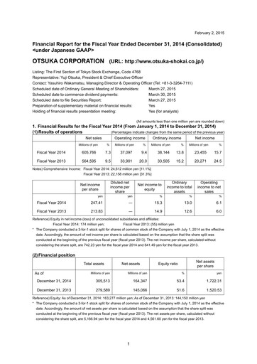 Thumbnail Otsuka Financial Report 2014