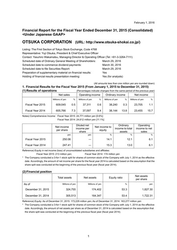 Thumbnail Otsuka Financial Report 2015