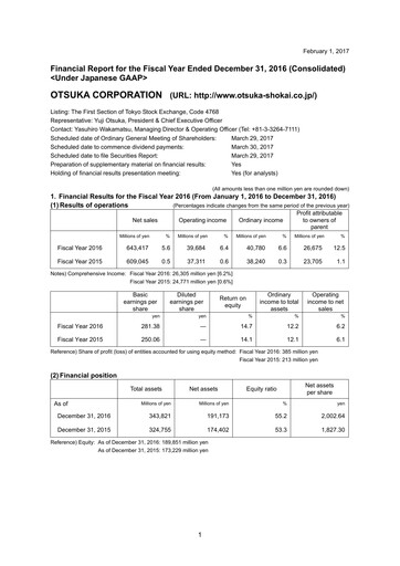 Thumbnail Otsuka Financial Report 2016