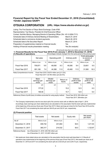 Thumbnail Otsuka Financial Report 2018