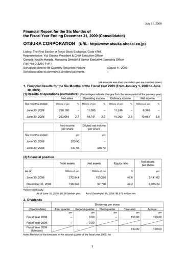 Miniature Otsuka Rapport semestriel 2009-h1