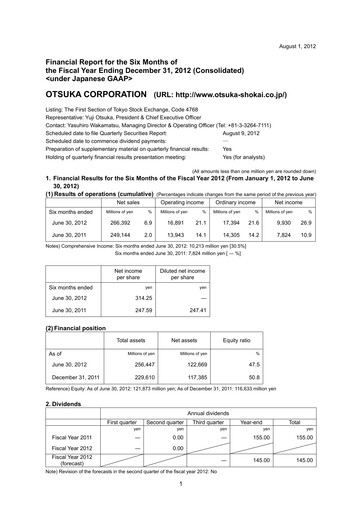 Miniature Otsuka Rapport semestriel 2012-h1