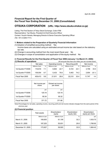 Thumbnail Otsuka Quarterly Report 2006-q1