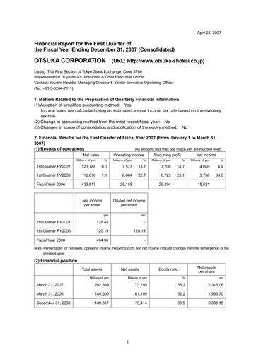 Thumbnail Otsuka Quarterly Report 2007-q1
