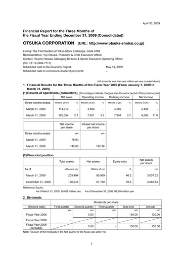 Thumbnail Otsuka Quarterly Report 2009-q1