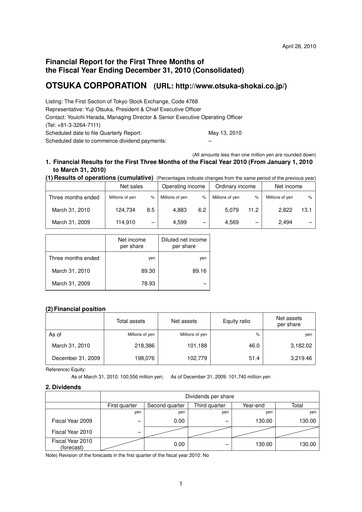 Thumbnail Otsuka Quarterly Report 2010-q1