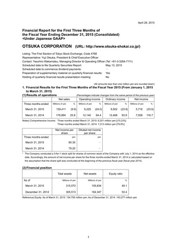 Thumbnail Otsuka Quarterly Report 2015-q1