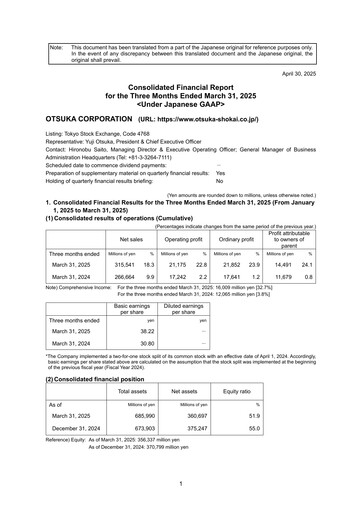 Thumbnail Otsuka Quarterly Report 2025-q1
