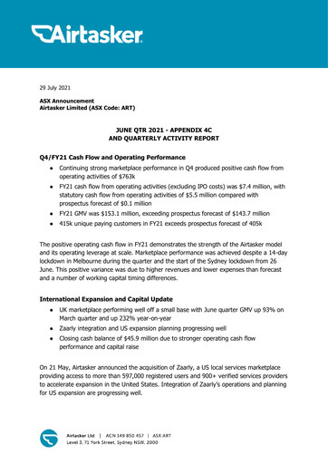 Thumbnail Airtasker Quarterly Report 2021-q4