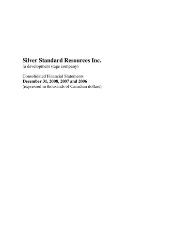 Thumbnail SSR Mining Financial Statement 2008