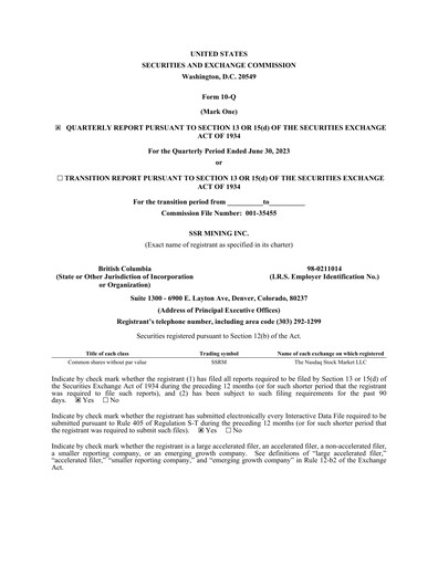 Thumbnail SSR Mining Quarterly Report 2023-q2