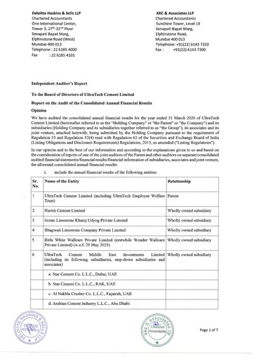 Thumbnail UltraTech Cement
 Financial Statement 2026
