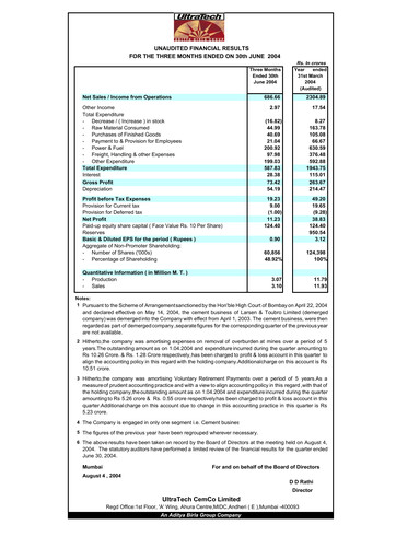 Thumbnail UltraTech Cement
 Quarterly Report 2004-q1