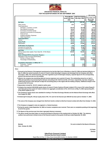 Thumbnail UltraTech Cement
 Quarterly Report 2004-q2