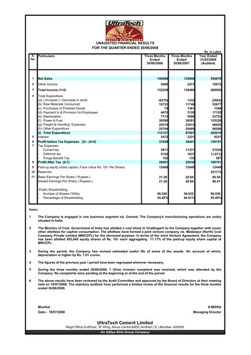 Thumbnail UltraTech Cement
 Quarterly Report 2008-q1