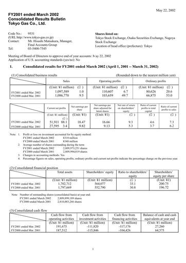 Thumbnail Tōkyō Gas
 Financial Statement fy2001