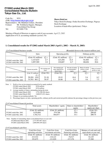 Thumbnail Tōkyō Gas
 Financial Statement fy2002