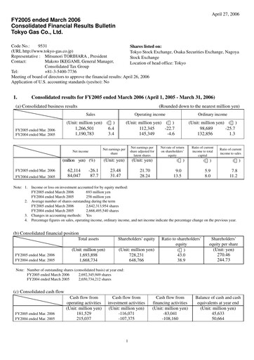 Thumbnail Tōkyō Gas
 Financial Statement fy2005