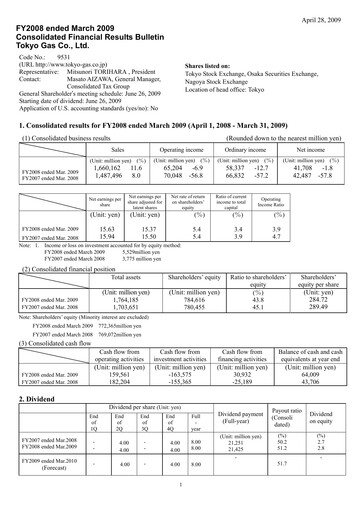 Thumbnail Tōkyō Gas
 Financial Statement fy2008