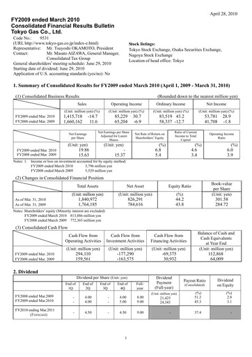 Thumbnail Tōkyō Gas
 Financial Statement fy2009