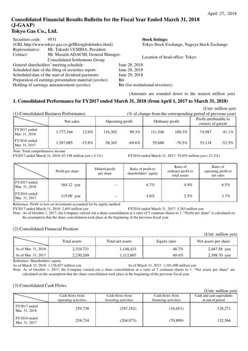 Thumbnail Tōkyō Gas
 Financial Statement fy2017