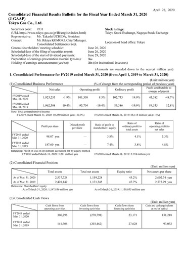 Thumbnail Tōkyō Gas
 Financial Statement fy2019