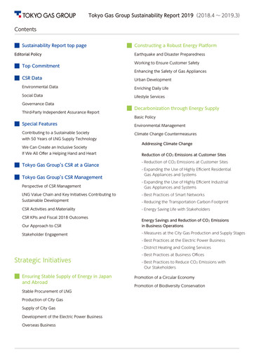 Thumbnail Tōkyō Gas
 Sustainability Report fy2019