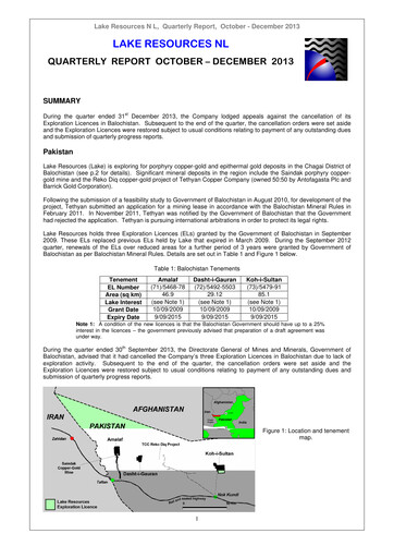 Vorschaubild Lake Resources NL Quartalsbericht 2013-q4