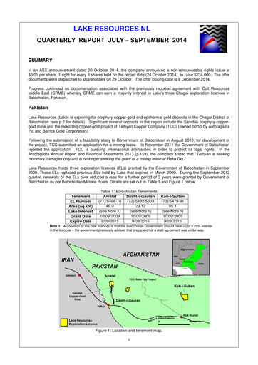 Vorschaubild Lake Resources NL Quartalsbericht 2014-q3